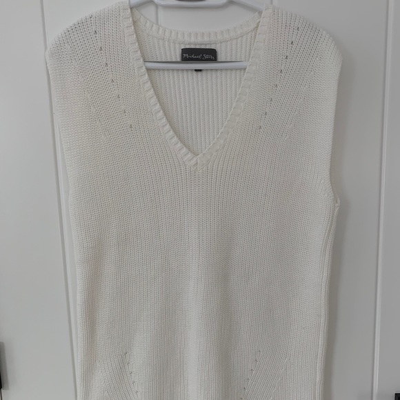 Michael stars white long sweater vest - Picture 2 of 4